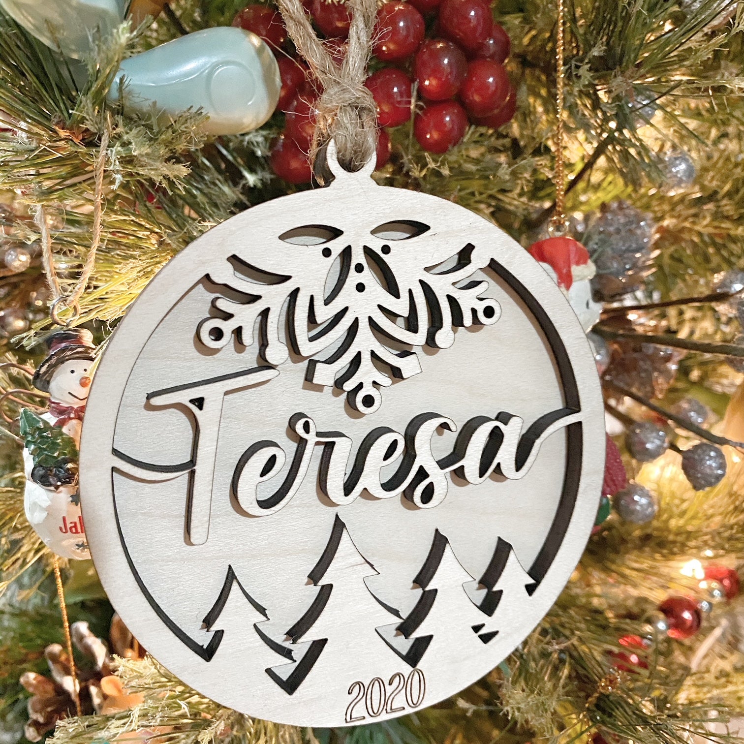 Custom Name Wood Laser Cut Christmas Ornament Personalized – Sawdust ...