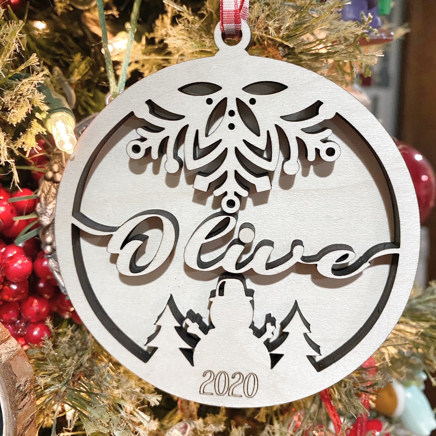 Custom Name Wood Laser Cut Christmas Ornament Personalized – Sawdust ...