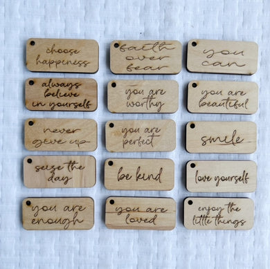 Set of 15 Inspirational Encouraging Wood Ornaments / Magnets / Keychain Cutouts