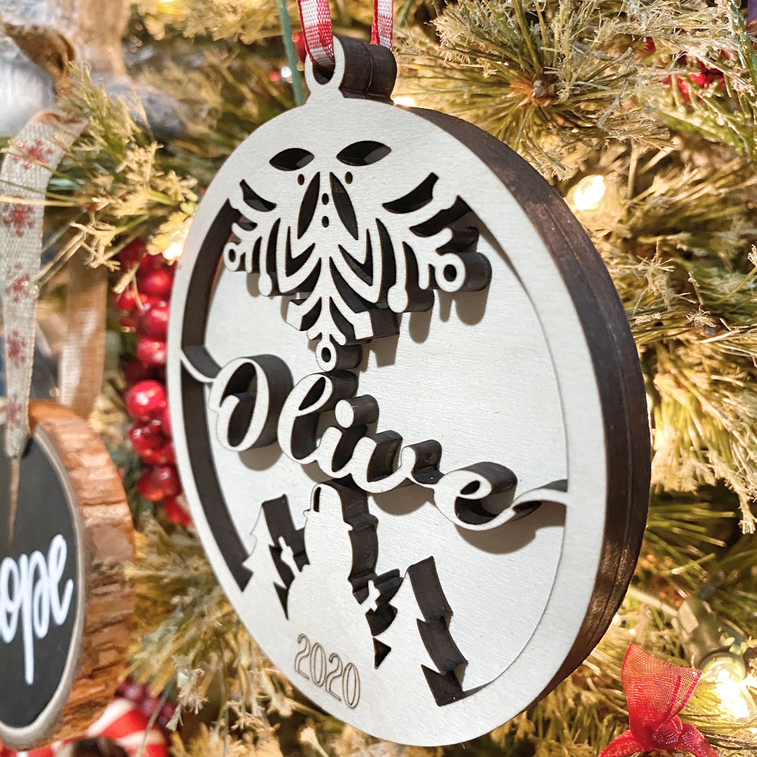 Custom Name Wood Laser Cut Christmas Ornament Personalized – Sawdust ...