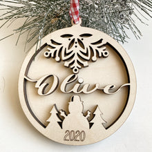 Custom Name Wood Laser Cut Christmas Ornament Personalized