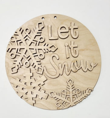 Chunky Snowflake Let It Snow Round Doorhanger