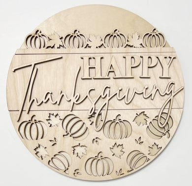 Happy Thanksgiving Pumpkins Round Doorhanger