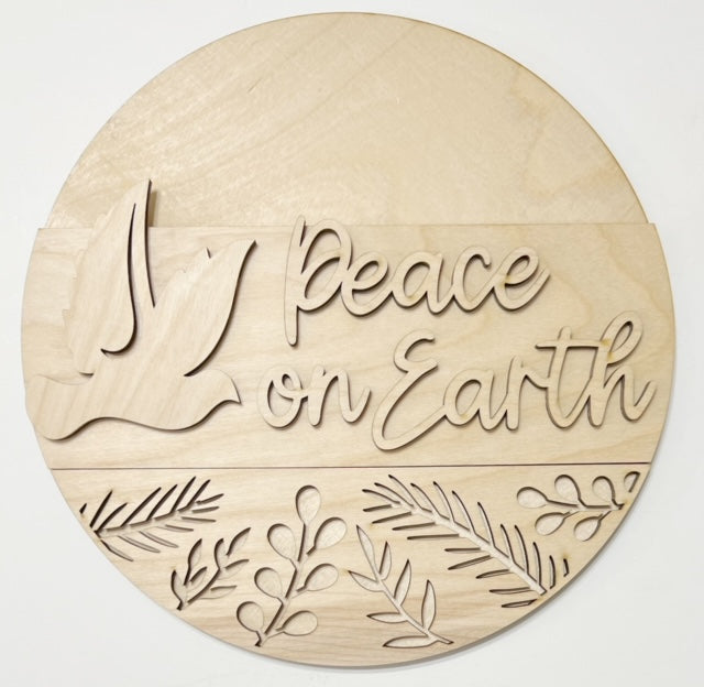 Peace On Earth Dove Christmas Round Doorhanger