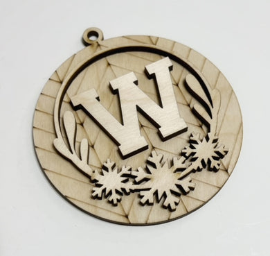 Monogram Herringbone Snowflake Double Layered Ornament