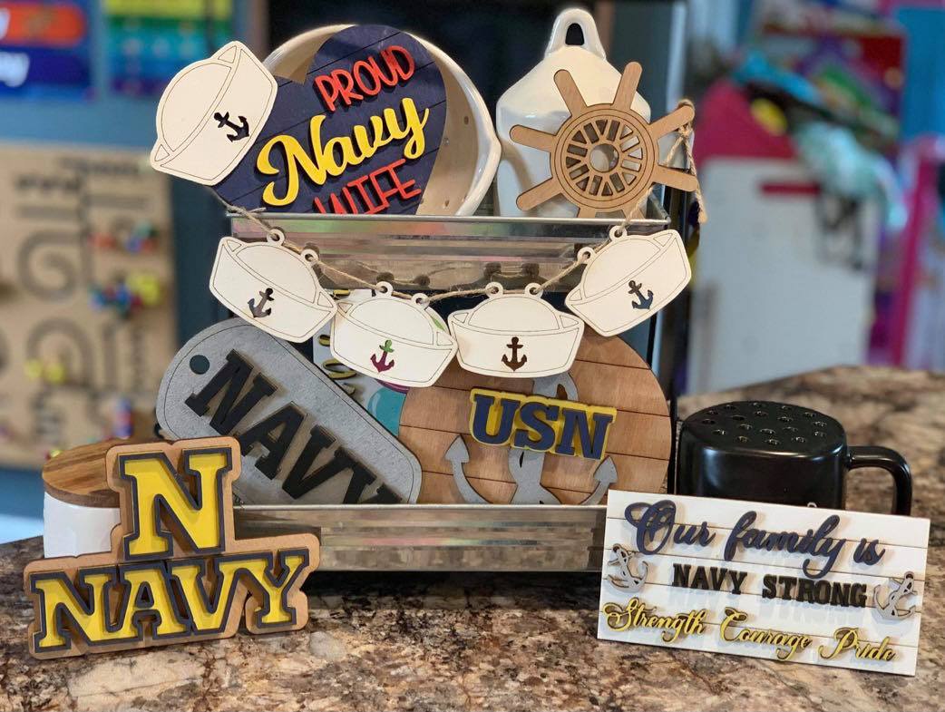 Proud NAVY USN Tiered Tray Set
