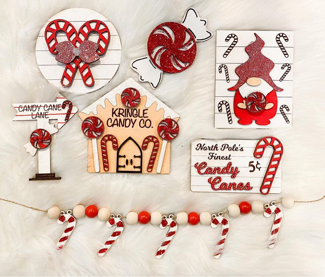 Kringle Candy Co Candy Canes Christmas Tiered Tray Set