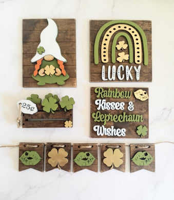 Rainbow Kisses & Leprechaun Wishes Rainbow Clover Tiered Tray Set