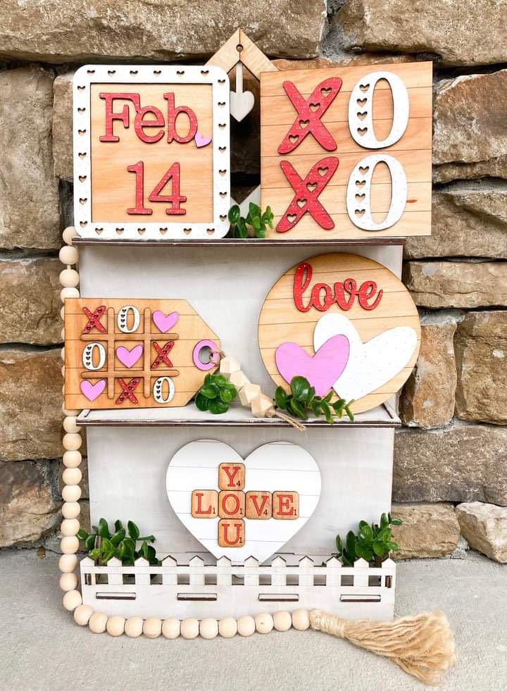 Valentine's Day Scrabble Love Tiered Tray Set