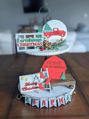 Farmhouse Christmas Tiered Tray Set