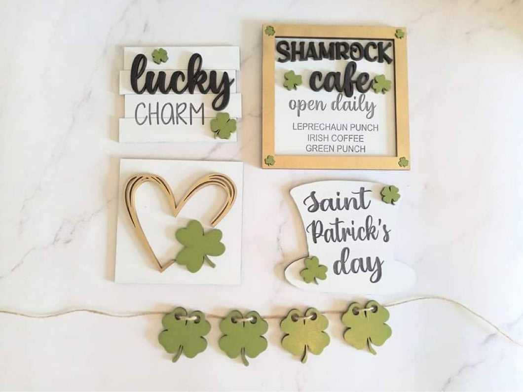 St. Patrick's Day Lucky Charm Shamrock Cafe Tiered Tray Set
