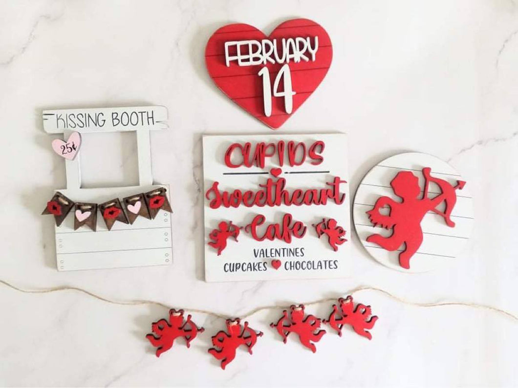 Valentine's Day Cupid Kissing Booth Tiered Tray Set