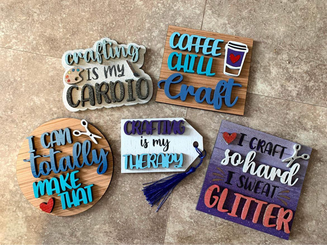 Crafting Is My Cardio Coffee Chill Craft Tiered Tray Set