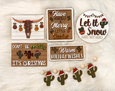 Desert Christmas Warm Holiday Wishes Tiered Tray Set