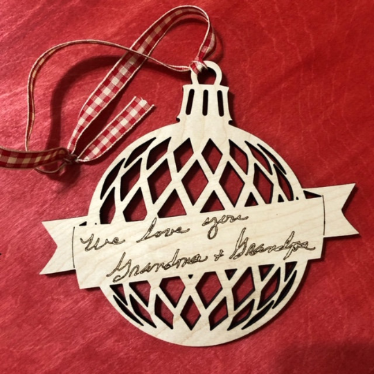 Handwritten Ornament - Personalized Christmas Ornament - Your Handwriting - Wood - Laser Engraved - Grandmother Keepsake - Christmas Ball