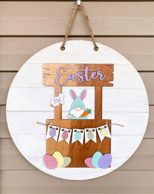 Easter Egg Stand Gnome Easter Round Doorhanger