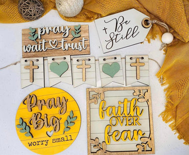 Pray Wait Trust Pray Big Worry Small Faith Over Fear Tiered Tray Set