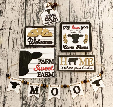 Home Is Where Your Herd Is Farm Cow Tiered Tray Set