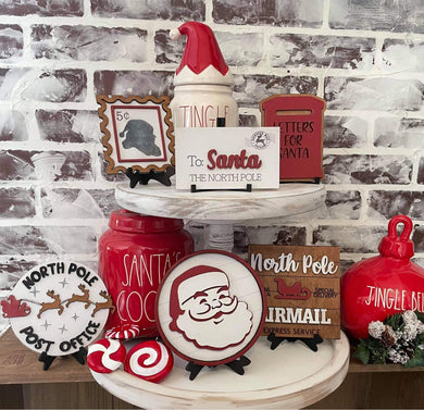 North Pole Post Office Santa Clause Tiered Tray Set