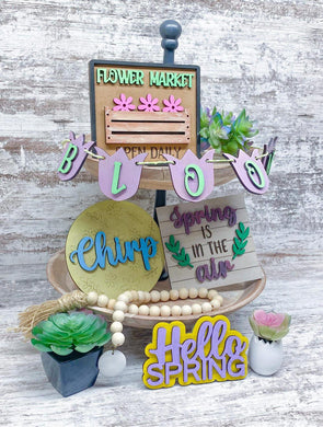 Spring Is In the Air Flower Market Bloom Chirp Tiered Tray Set